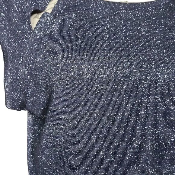 Express Women's Size Large Navy Sparkle Shoulder Cutout Mini Dress - Picture 8 of 8